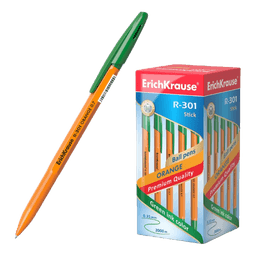Ручка шариковая 0,7 мм ЗЕЛЕНАЯ, ErichKrause R-301 Orange Stick