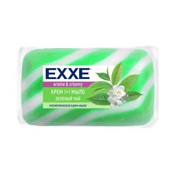Крем-мыло кусковое 90 г туалетное "EXXE" 1+1 полосатое, одиночное, Зеленое, Зеленый чай Крем-мыло кусковое 90 г туалетное "EXXE" 1+1 полосатое, одиночное, Зеленое, Зеленый чай