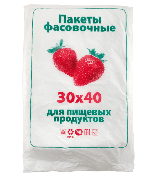 Фасовочные пакеты 30*40 см, 10 мкм (400 шт.упак) Клубника Фасовочные пакеты 30*40 см, 10 мкм (400 шт.упак) Клубника
