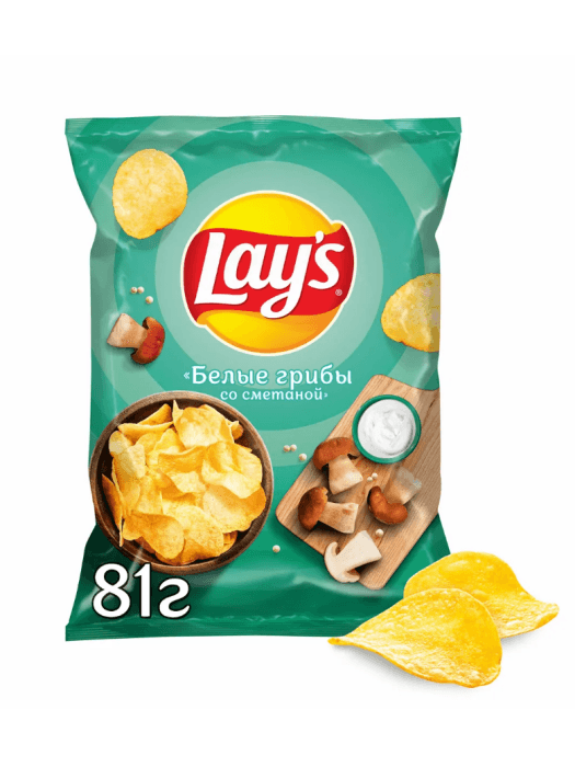 Чипсы "LAYS" 81г ассортимент, Грибы со сметаной Чипсы "LAYS" 81г ассортимент, Грибы со сметаной
